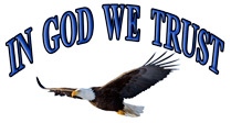 Bald Eagle with the words "In God We Trust" above.